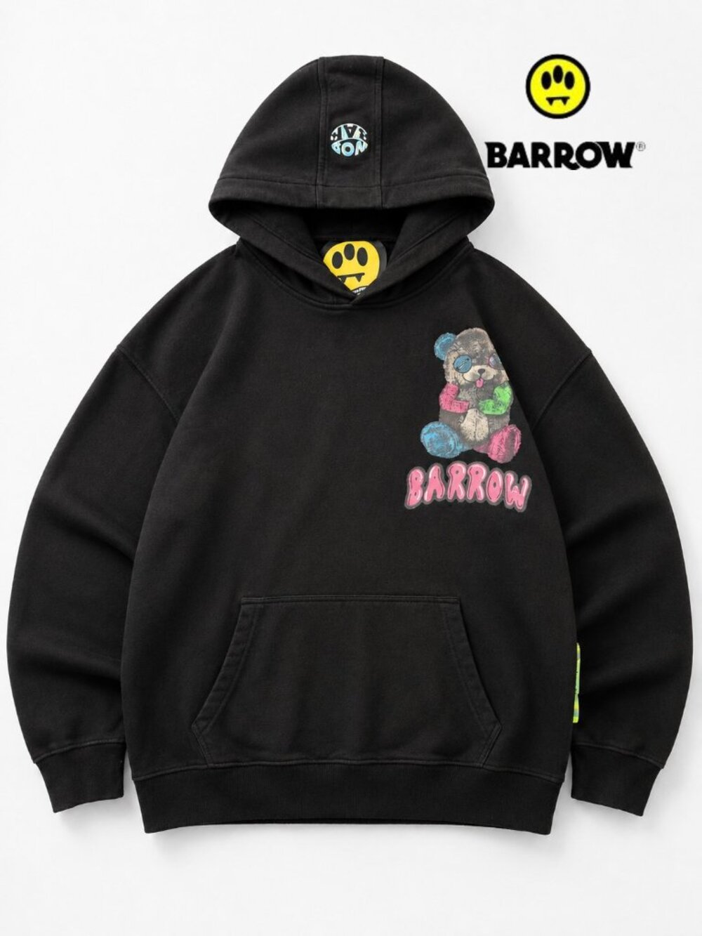 Barrow Black Teddy Bear Graphic Hoodie XXL Designer Streetwear Pullover